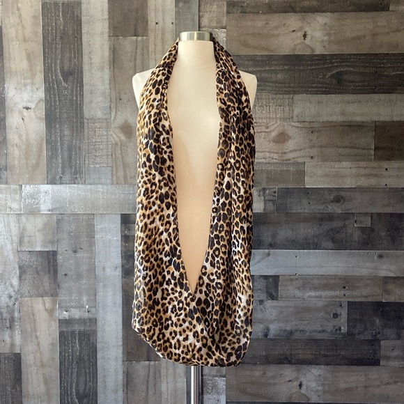 Gorgeous leopard print infinity scarf resortwear coastal vacation festival boho - Picture 5 of 9